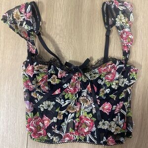 Victoria's Secret Dreams Angels Black Floral Corset Bra